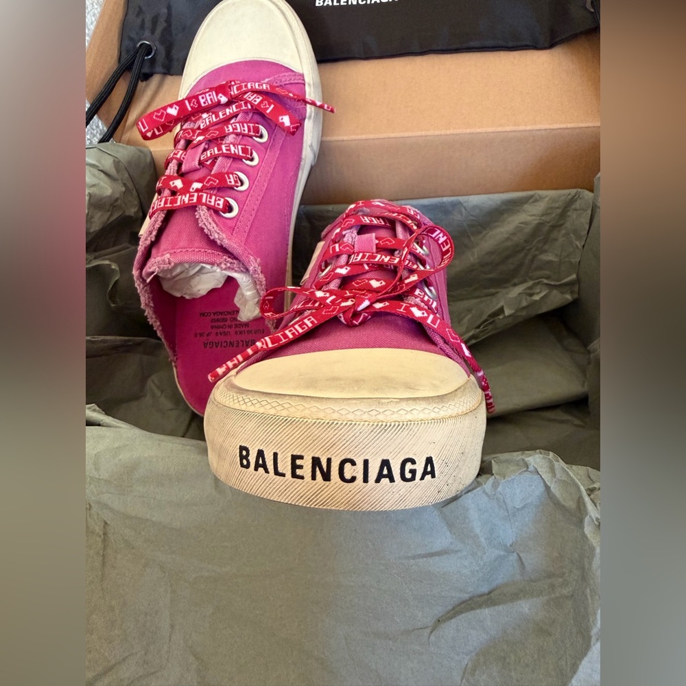 Balenciaga Paris Canvas Mule Sneakers | Pink | EU 39 | Full Set - Picture 7 of 15